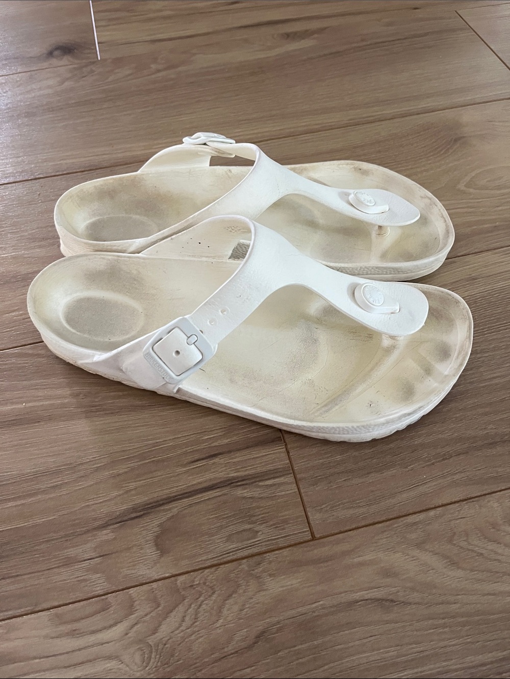Birkenstock White Thong Slide Sandals